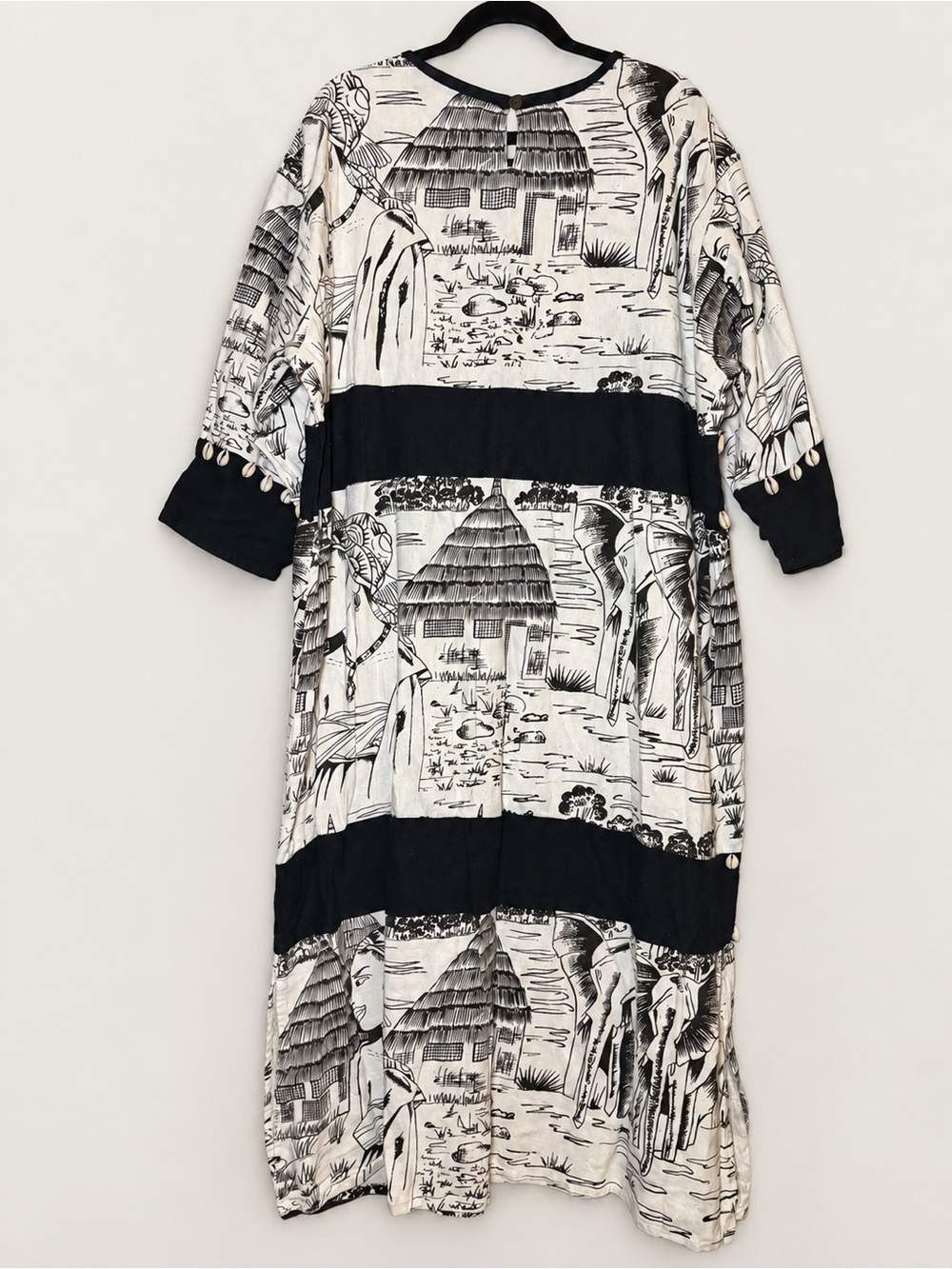 Gunit Fashions Cotton Village Print Shell Trim Maxi Dress 1X